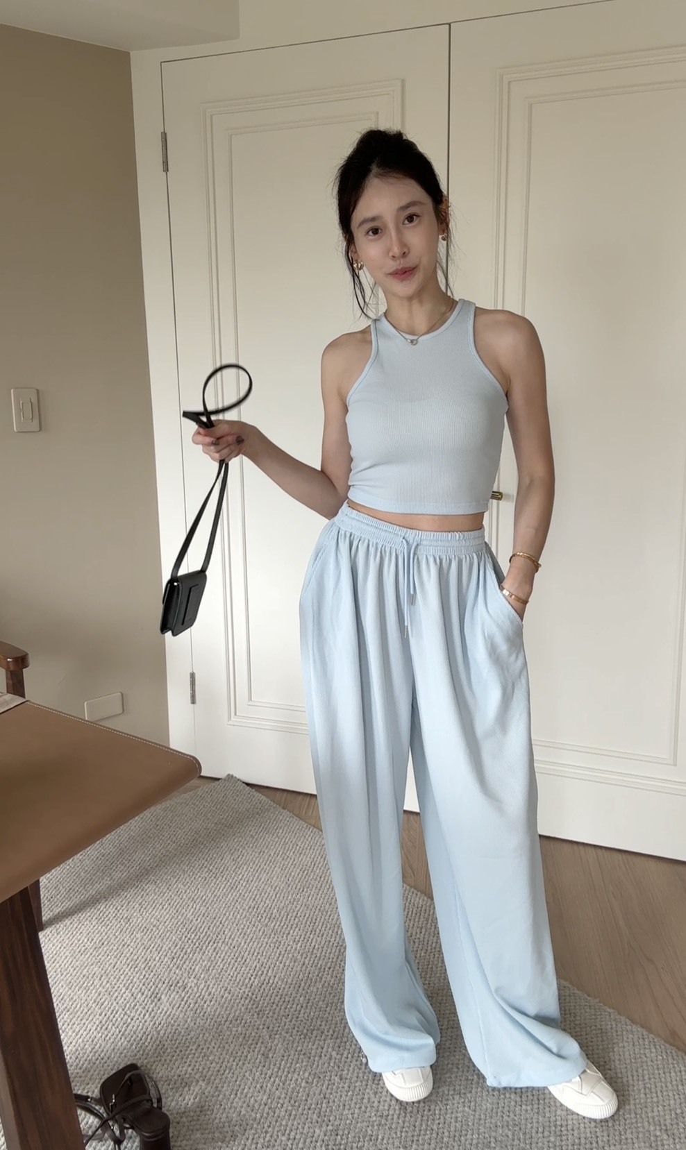 ｜韓國｜帥氣削肩背心+寬褲套裝 *少量現貨