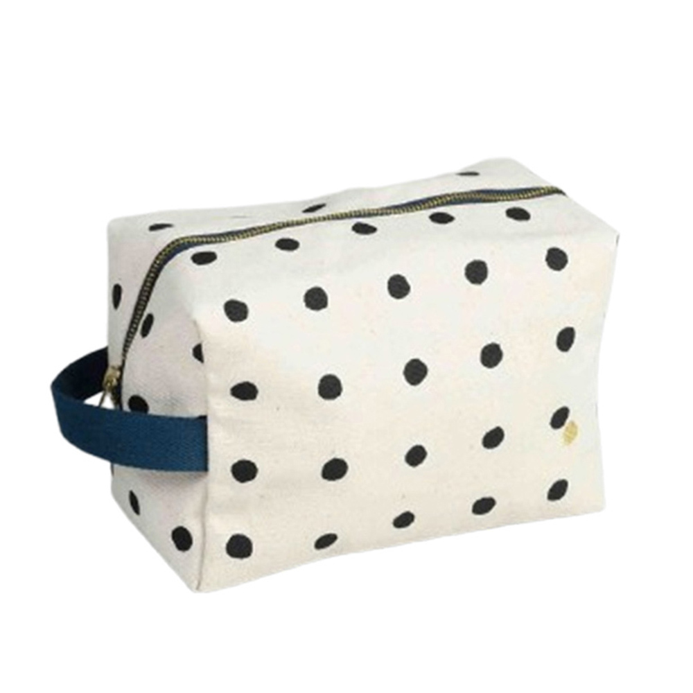 法國La cerise sur le gâteau 有機棉防水手提立體收納包-黑點點(大)