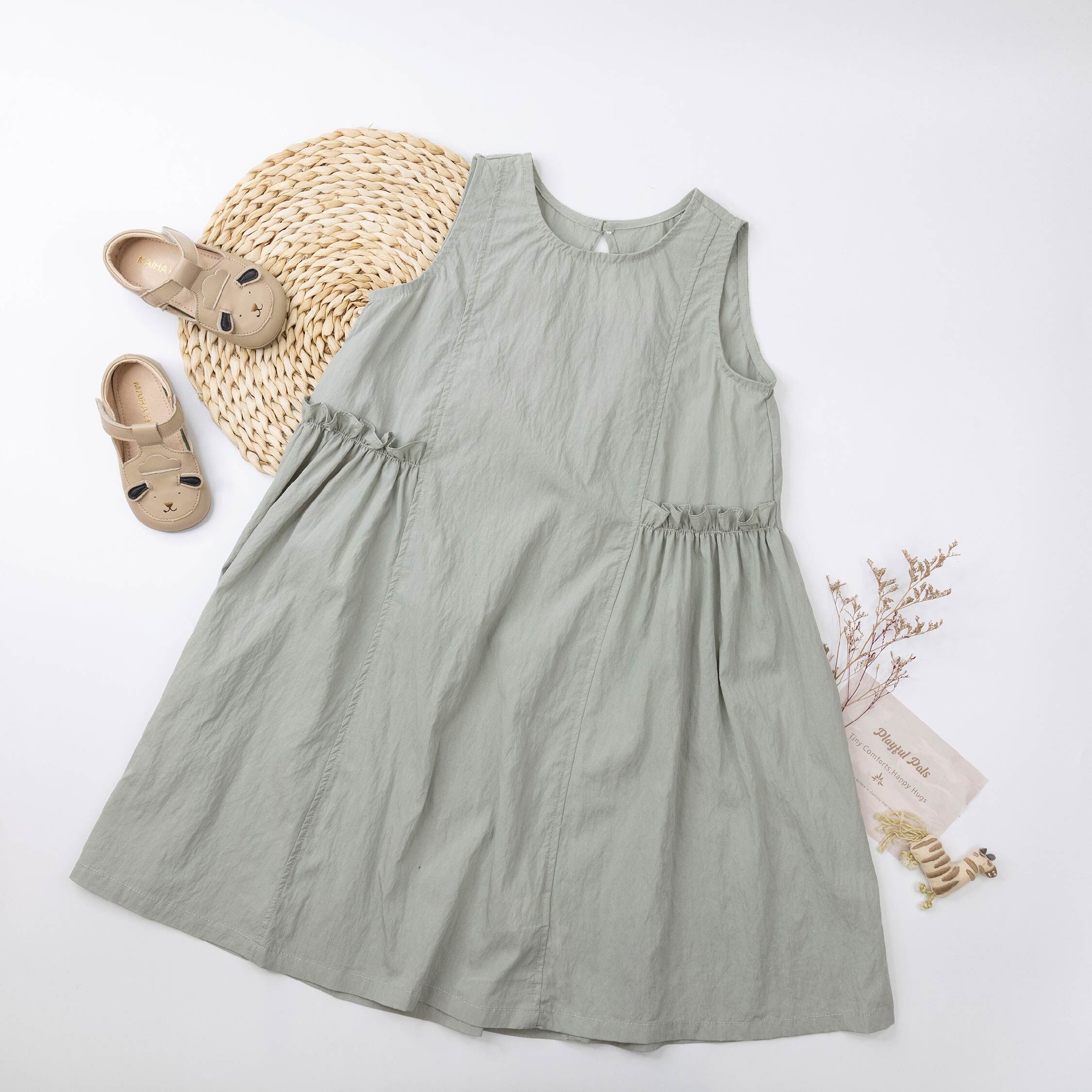 【H50798】日系小清新無袖洋裝