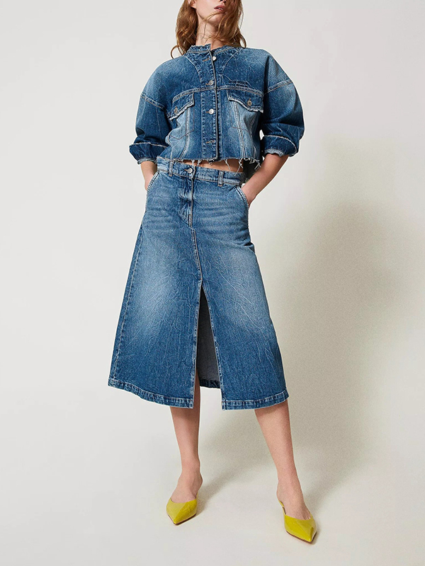 TWIN-SET 牛仔及膝裙