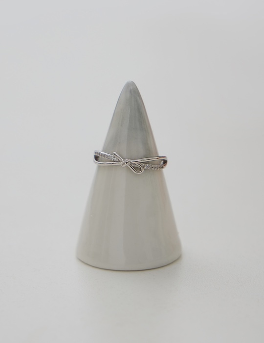 【925純銀】柔光蝴蝶結可調式戒指