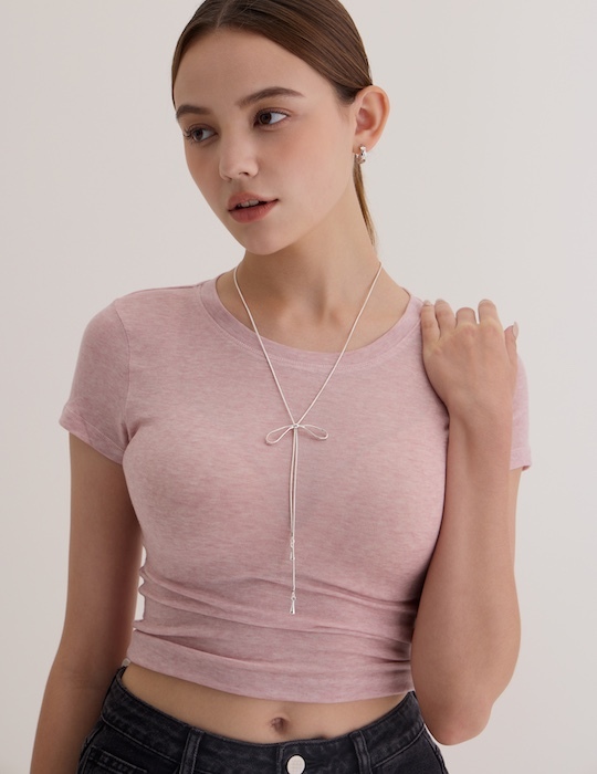 甜系光澤蝴蝶結可調式項鍊