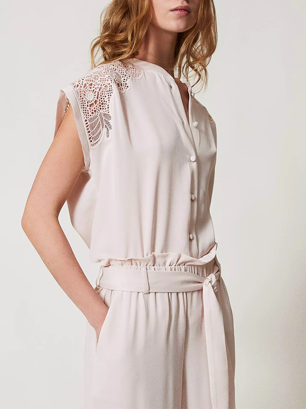 TWIN-SET 刺繡簍空排釦背心