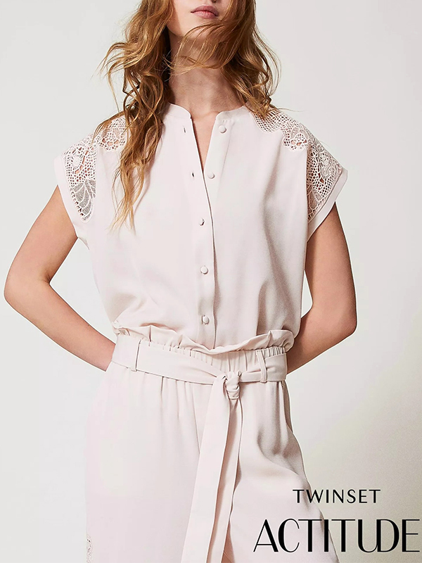 TWIN-SET 刺繡簍空排釦背心