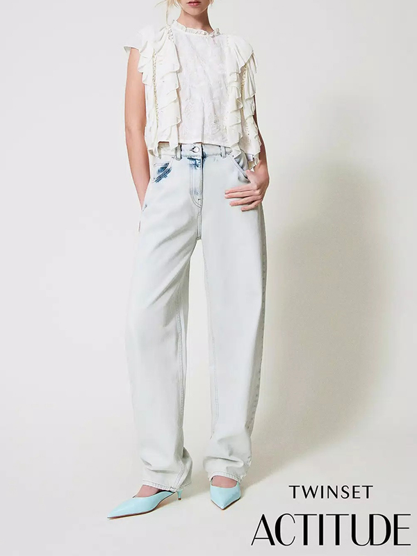 TWIN-SET 暈染牛仔男友褲