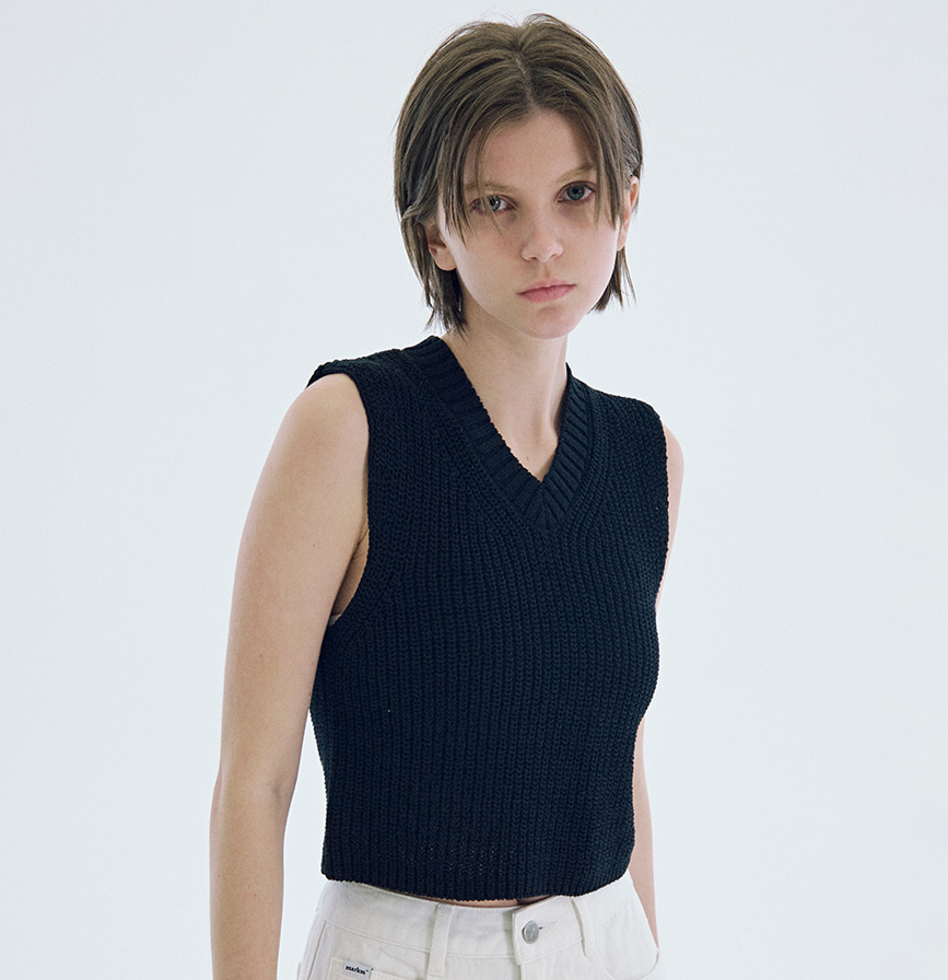 【直播】KM080501 Markm 女士V領短針織背心 (MIVCC8351)