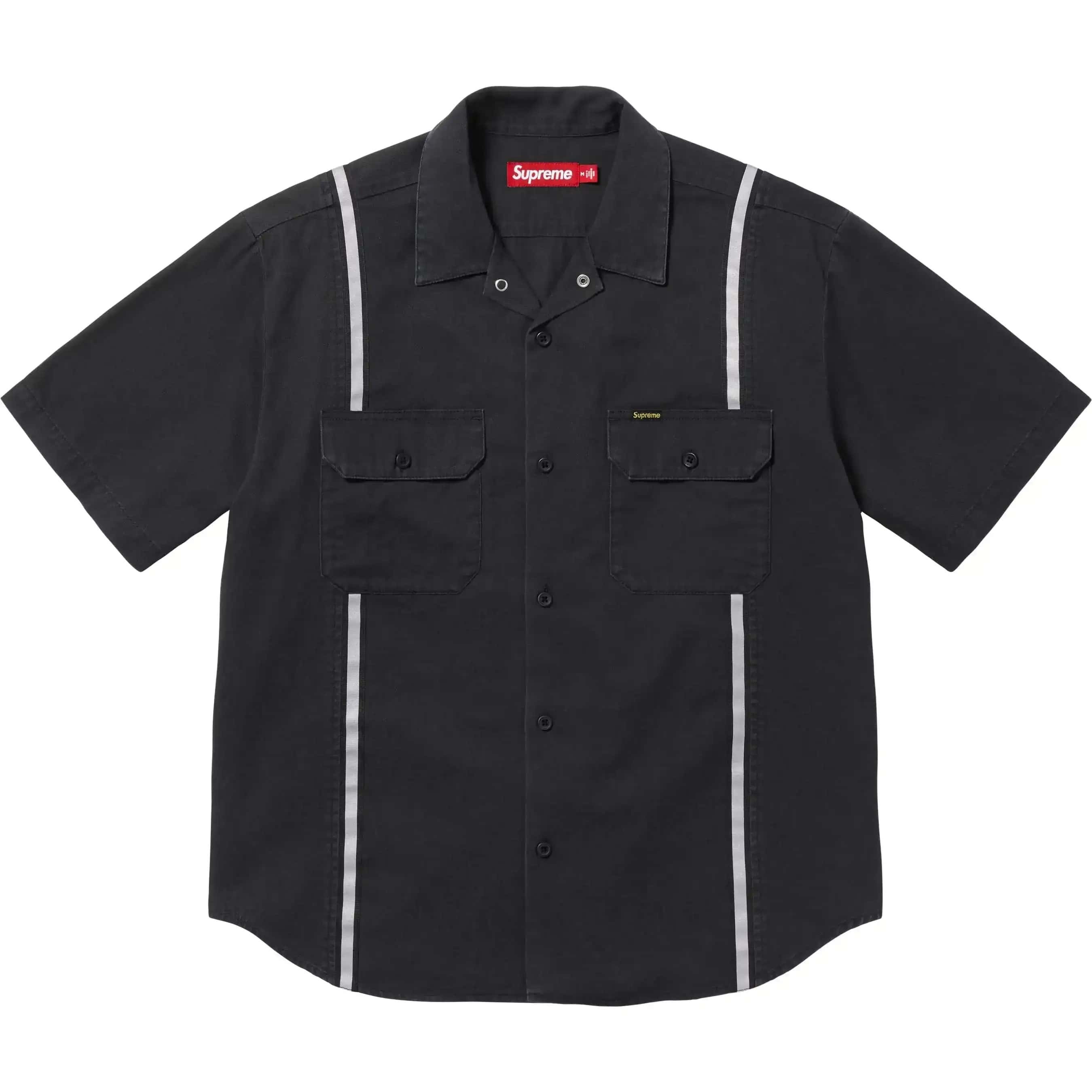 SUPREME 25SS REFLECTIVE STRIPE SS WORK SHIRT FULL SIZE