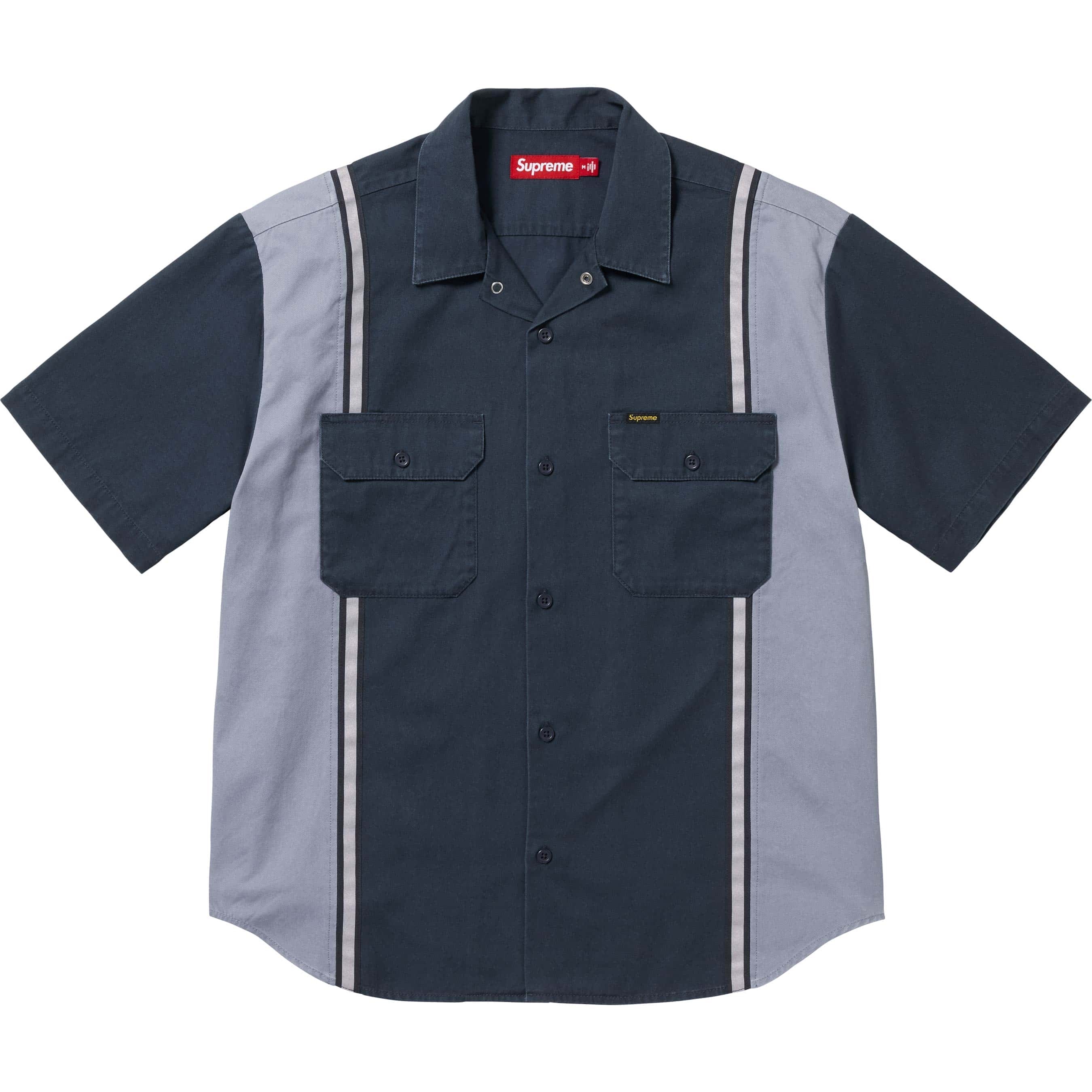 SUPREME 25SS REFLECTIVE STRIPE SS WORK SHIRT FULL SIZE