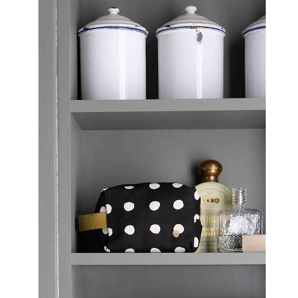 法國La cerise sur le gâteau 有機棉防水手提立體收納包-白點點(小)