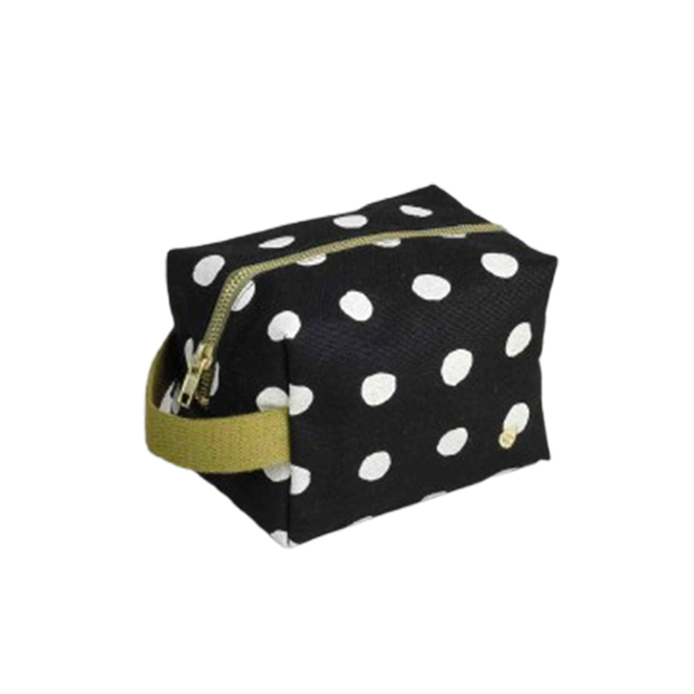 法國La cerise sur le gâteau 有機棉防水手提立體收納包-白點點(小)