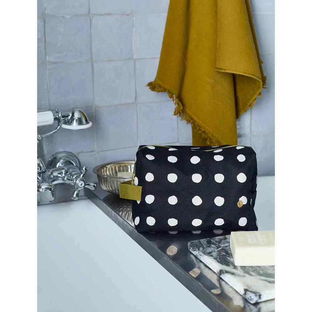 法國La cerise sur le gâteau 有機棉防水手提立體收納包-白點點(大)