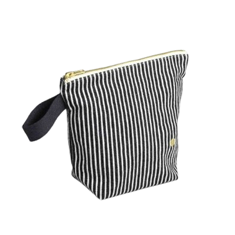 (預購3/31)法國La cerise sur le gâteau 有機棉防水手提收納袋-黑條紋(小)