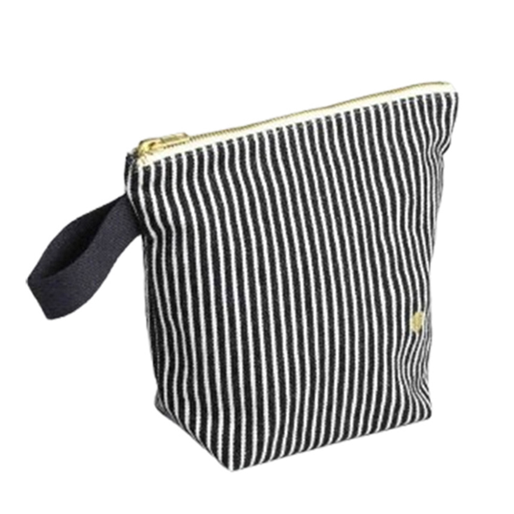 (預購3/31)法國La cerise sur le gâteau 有機棉防水手提收納袋-黑條紋(大)