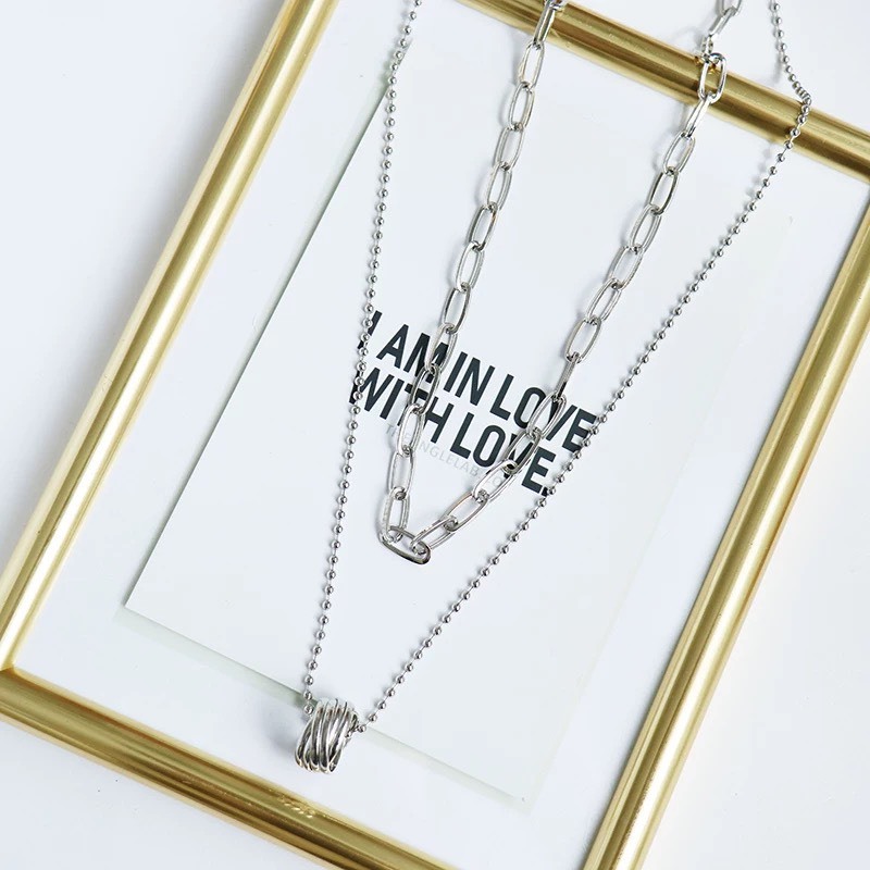 雙練豆豆圓環鍊條項鍊