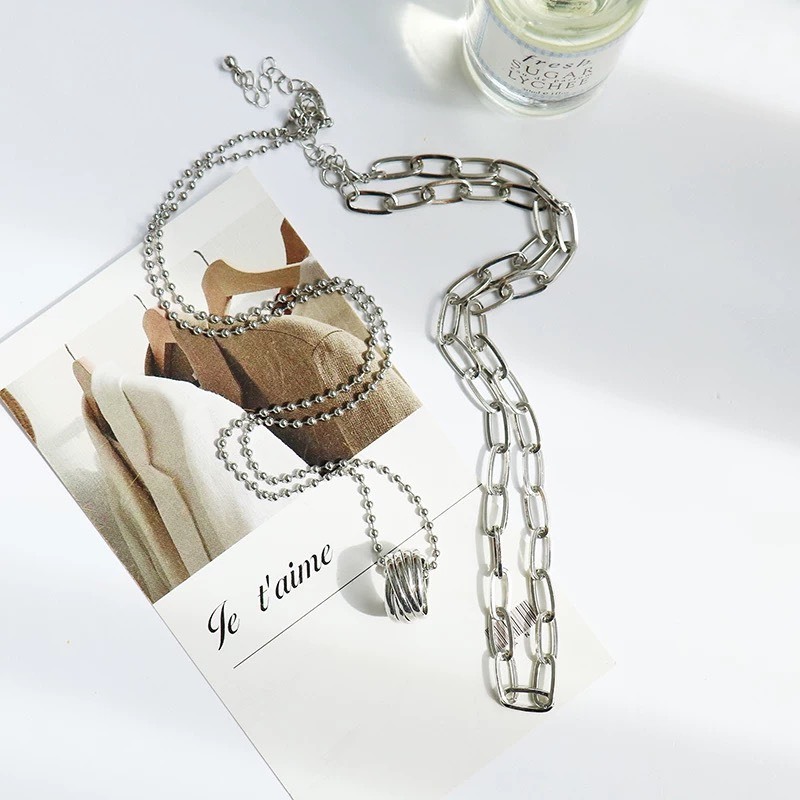 雙練豆豆圓環鍊條項鍊