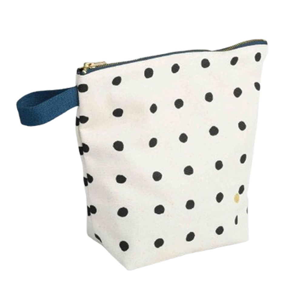 法國La cerise sur le gâteau 有機棉防水手提收納袋-黑點點(大)