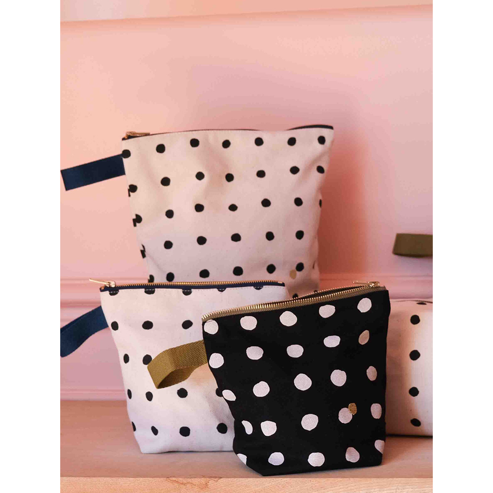 (預購4/30)法國La cerise sur le gâteau 有機棉防水手提收納袋-白點點(小)