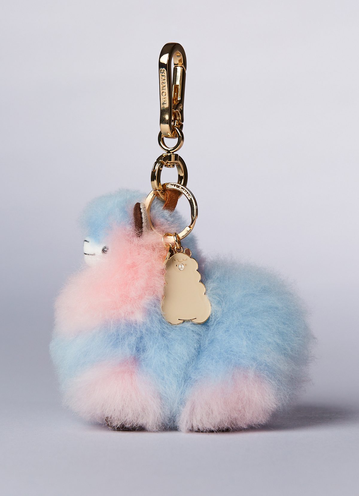 ST.MALO 秘魯工匠手工原生羊駝毛仿真羊駝娃娃鑰匙圈12CM-2171UA-雲粉泡泡