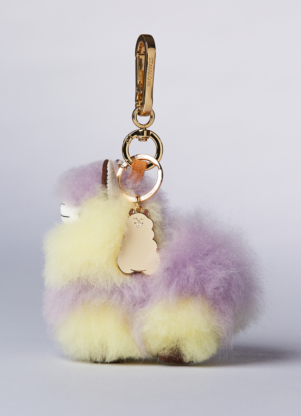 ST.MALO 秘魯工匠手工原生羊駝毛仿真羊駝娃娃鑰匙圈12CM-2171UA-霧紫奶霜