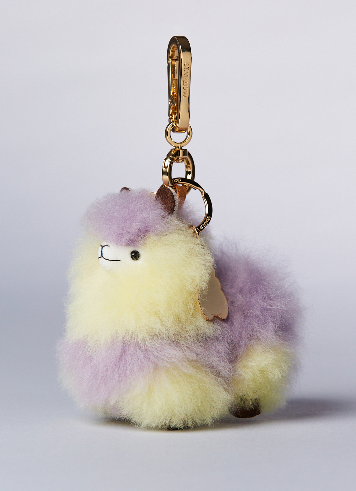 ST.MALO 秘魯工匠手工原生羊駝毛仿真羊駝娃娃鑰匙圈12CM-2171UA-霧紫奶霜