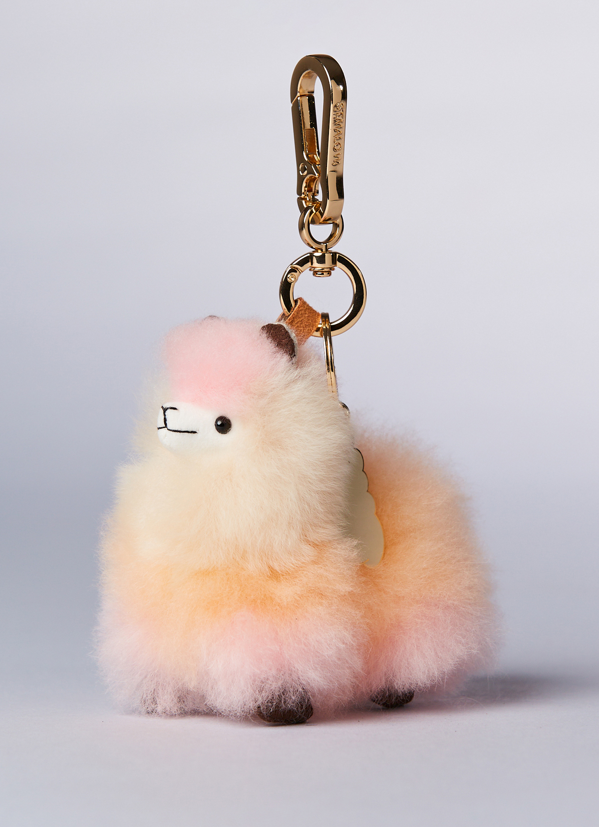 ST.MALO 秘魯工匠手工原生羊駝毛仿真羊駝娃娃鑰匙圈12CM-2171UA-果凍蜜桃