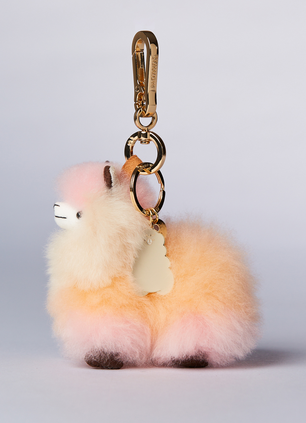 ST.MALO 秘魯工匠手工原生羊駝毛仿真羊駝娃娃鑰匙圈12CM-2171UA-果凍蜜桃