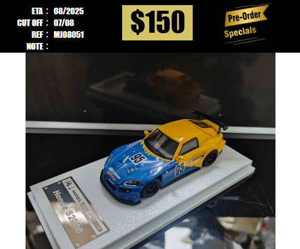 PO-$150 * MJ MODEL * 1:64 HONDA S2000 AP1 SPOON [OD05/08]