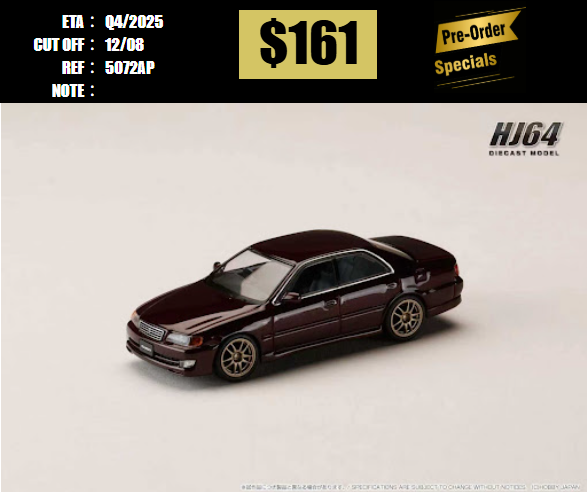 PO-$161 * HOBBY JAPAN * 1:64 TOYOTA CHASER JZX100 TOURER V 1996 PURPLE JDM VERSION [OD05/08]