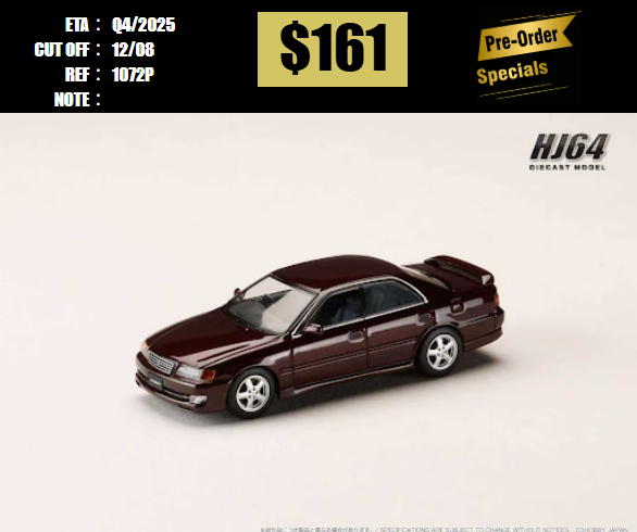 PO-$161 * HOBBY JAPAN * 1:64 TOYOTA CHASER JZX100 TOURER V 1996 PURPLE [OD05/08]