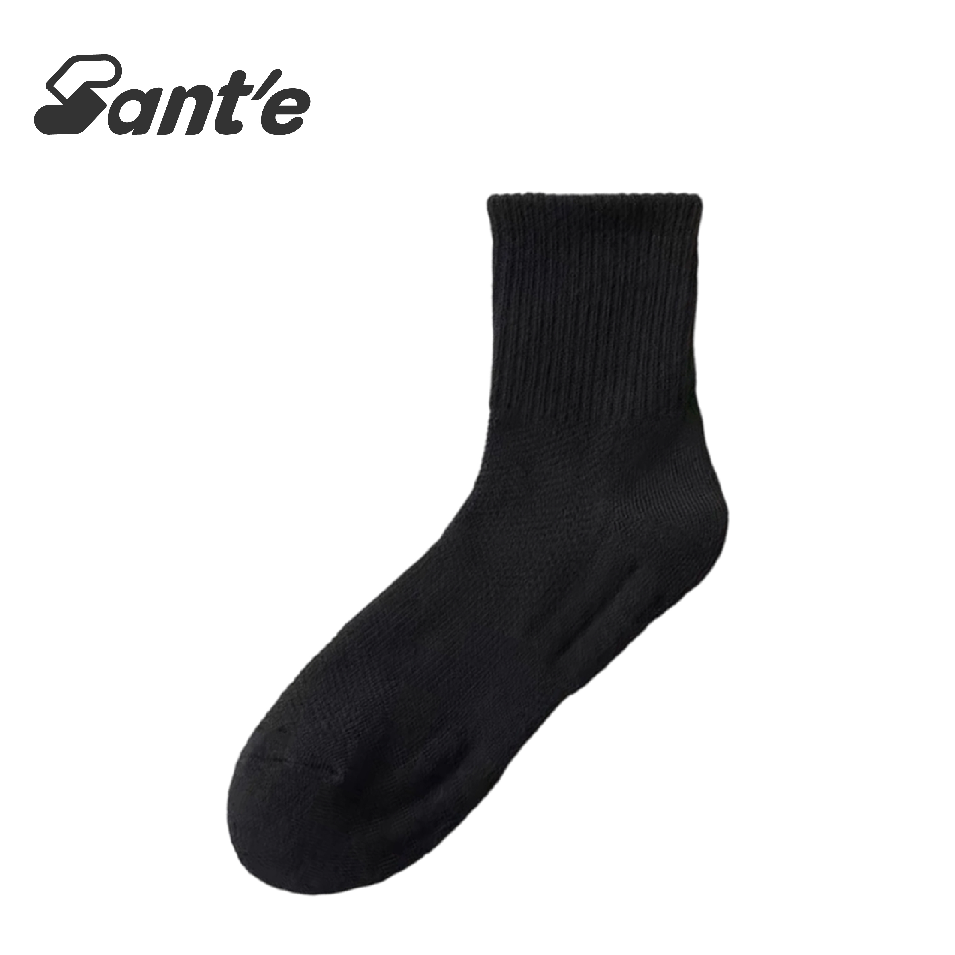 Santé 台灣 厚底中壓運動中筒襪 中性款 (黑色) 44SA1916