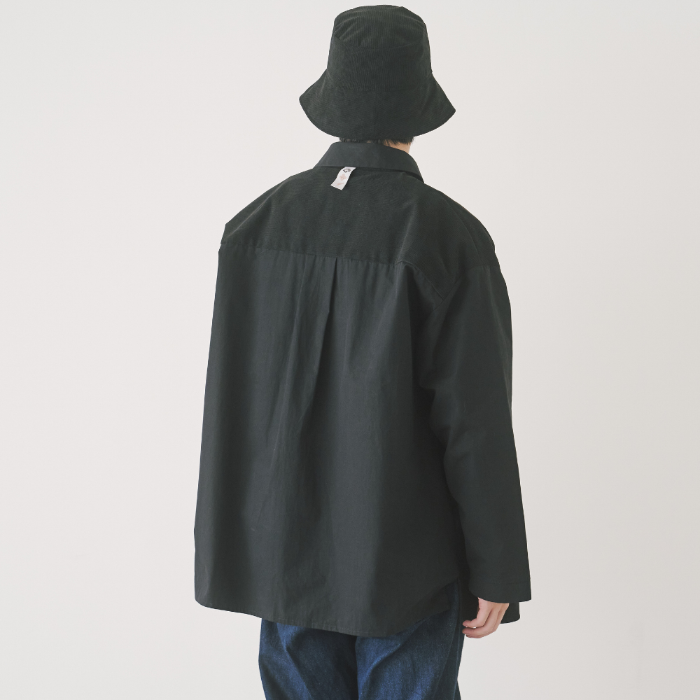 印花樂長袖拼接襯衫/"I"系列/深邃黑