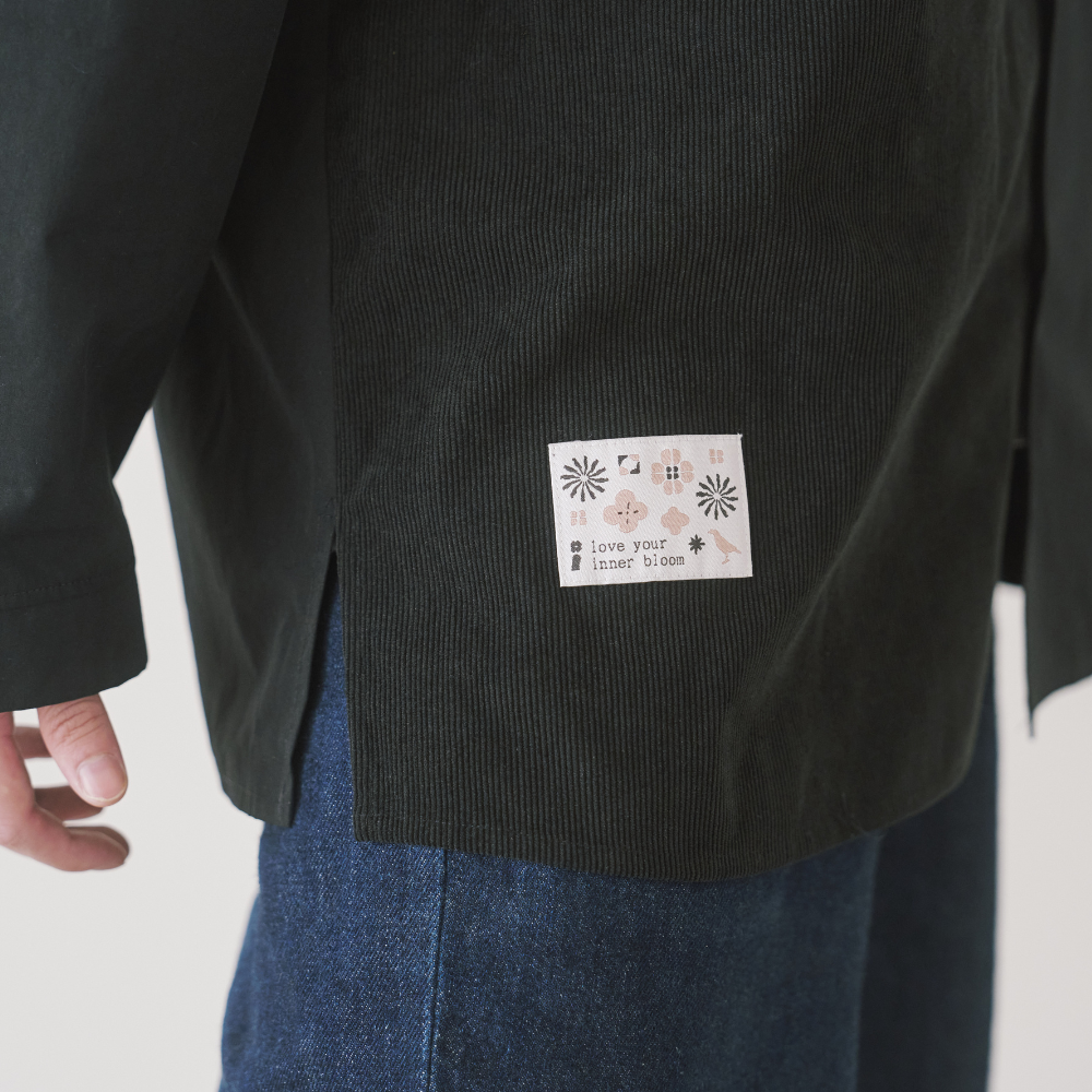 印花樂長袖拼接襯衫/"I"系列/深邃黑