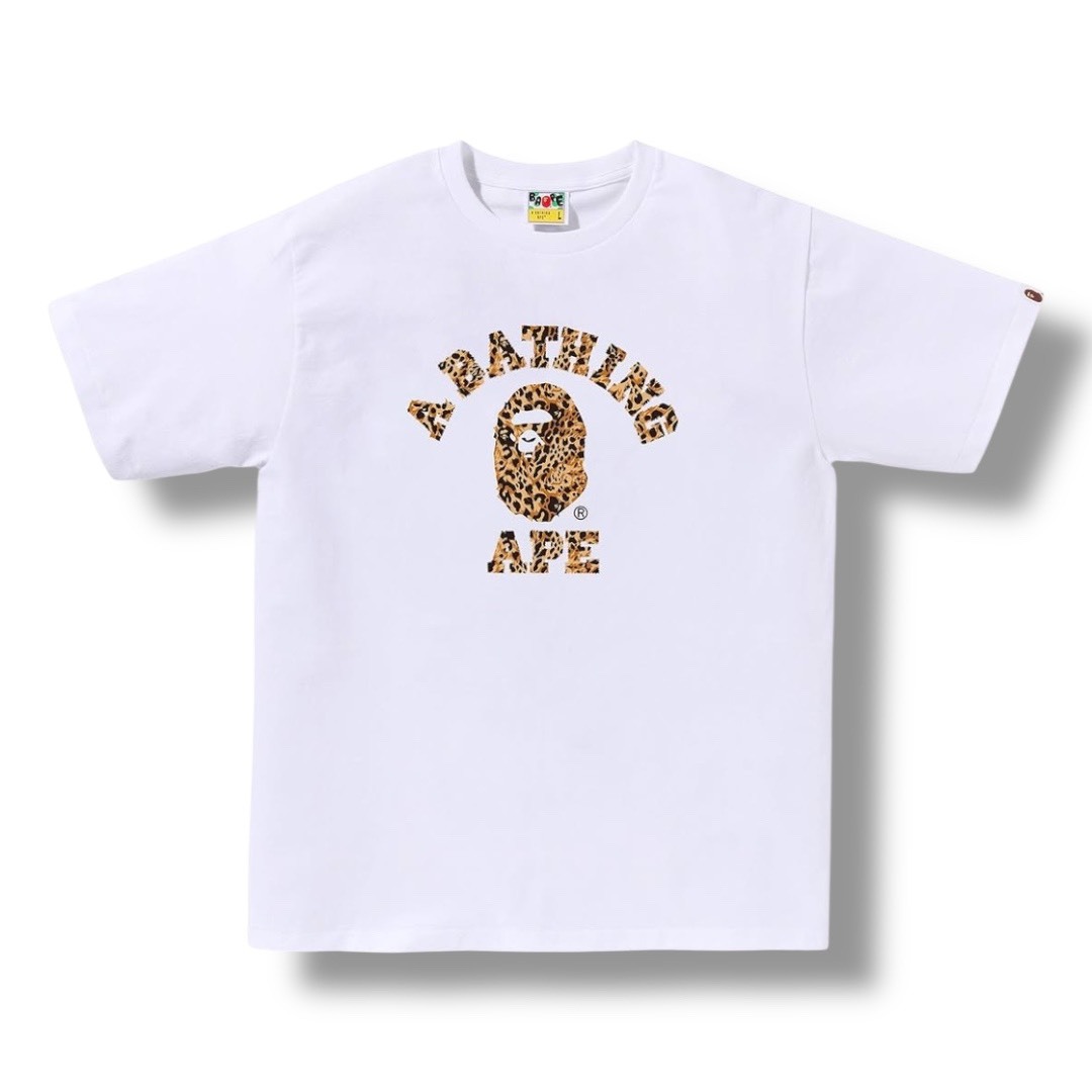 BAPE 經典豹紋系列 小猿人頭 短袖 - 黃色豹紋款