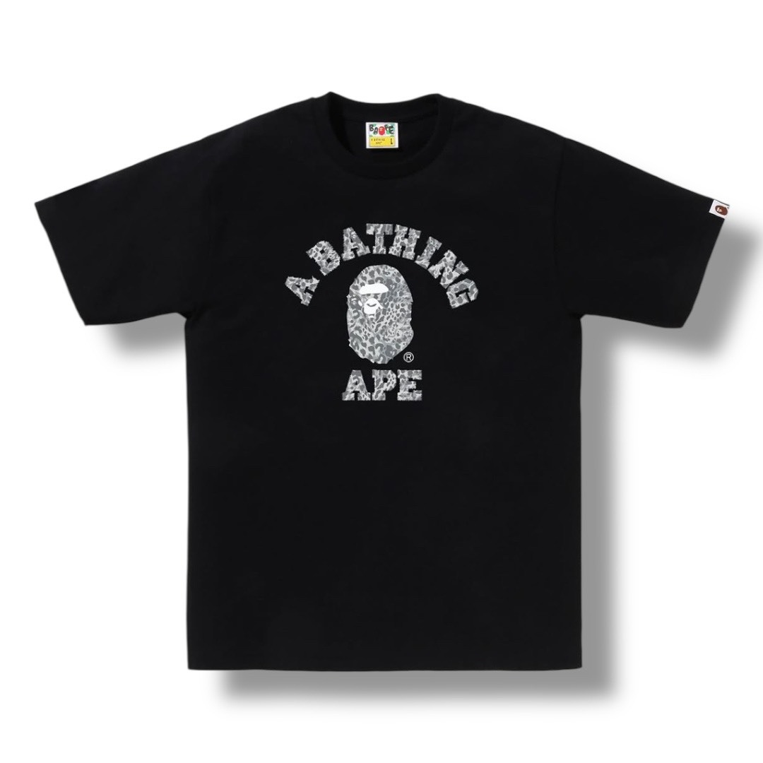 BAPE 經典豹紋系列 小猿人頭 短袖 - 灰色豹紋款