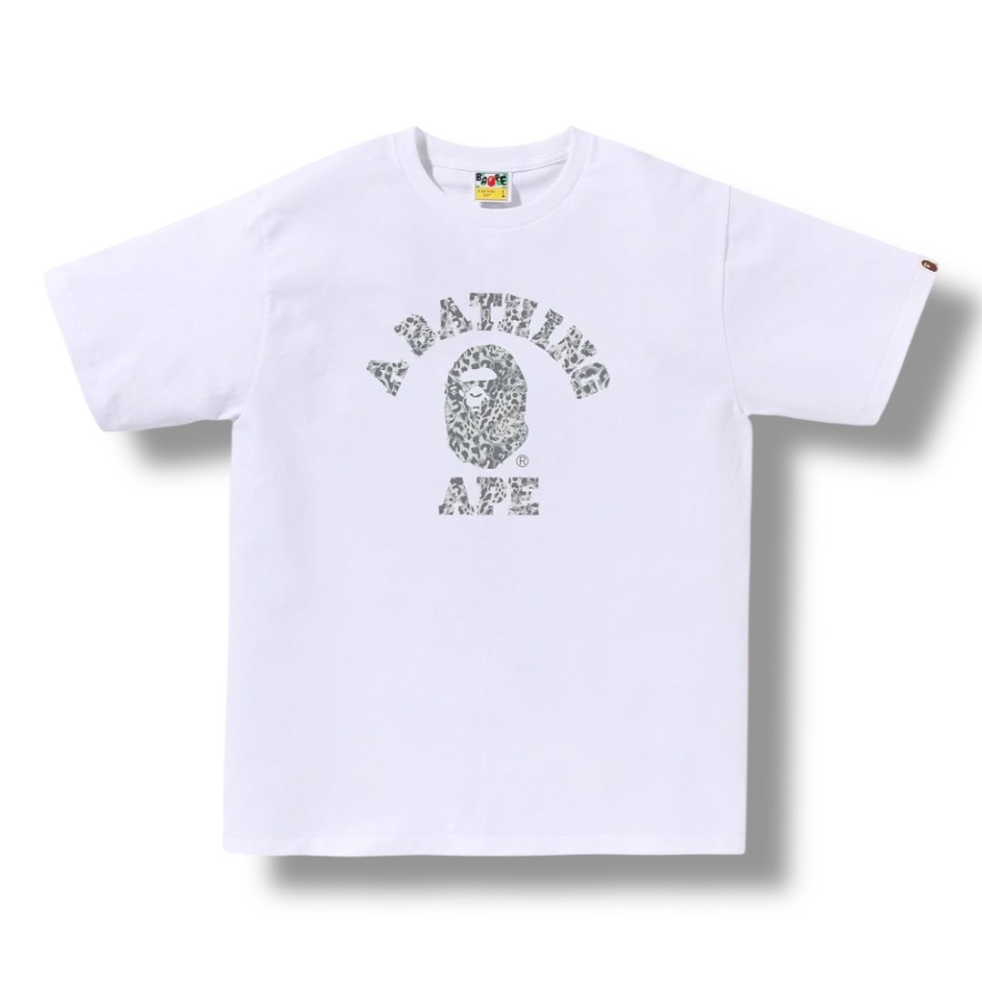 BAPE 經典豹紋系列 小猿人頭 短袖 - 灰色豹紋款