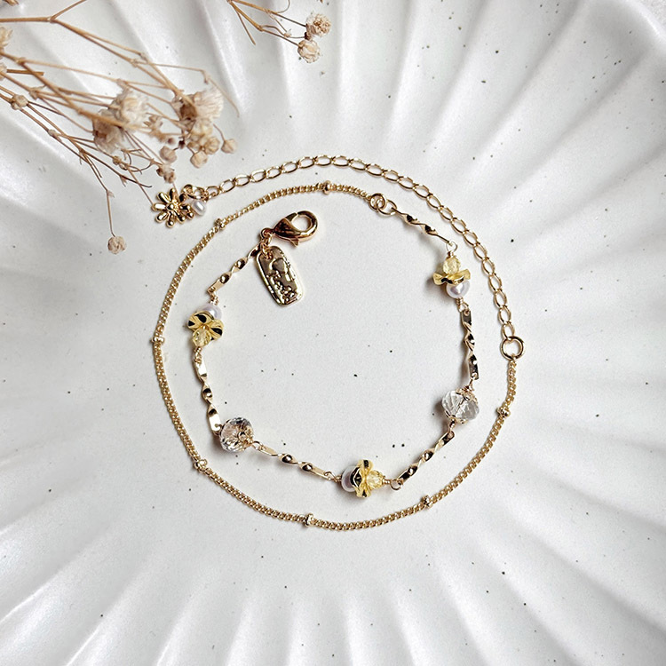 生日花 • 肆月柒 • 木海葵 – 珍珠白水晶 – 手鍊