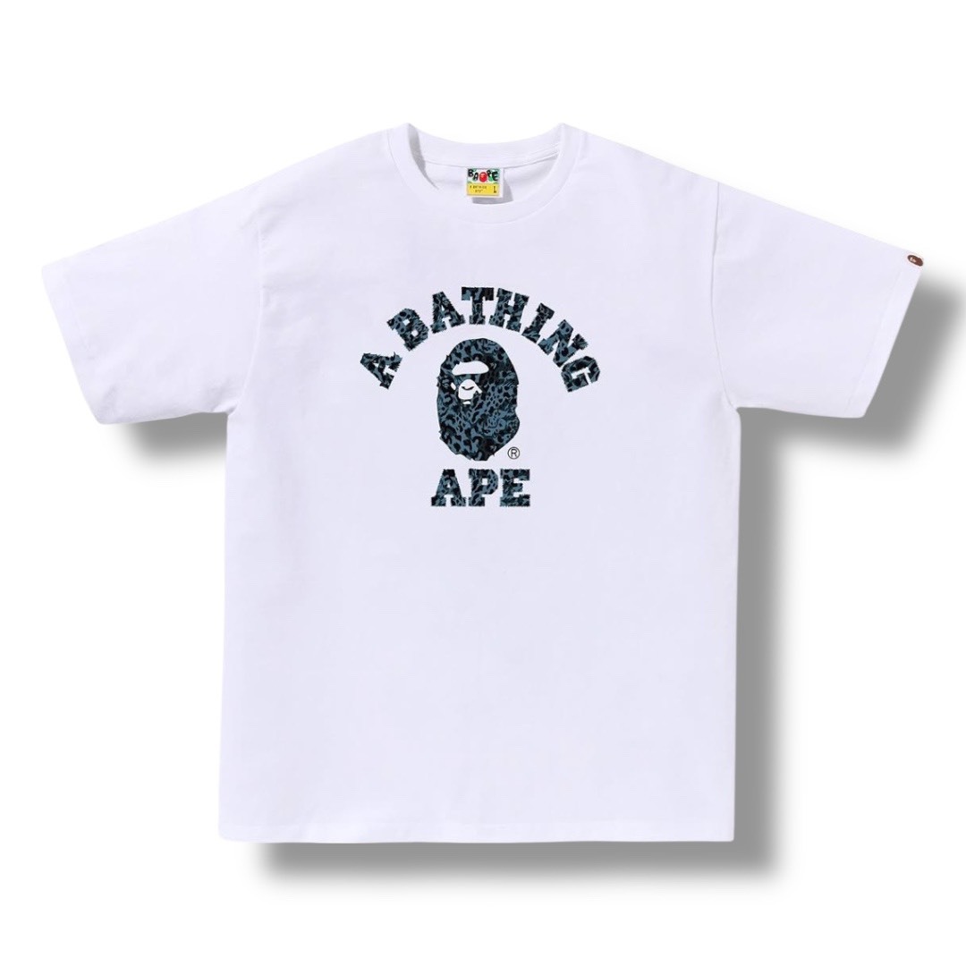 BAPE 經典豹紋系列 小猿人頭 短袖 - 藍色豹紋款