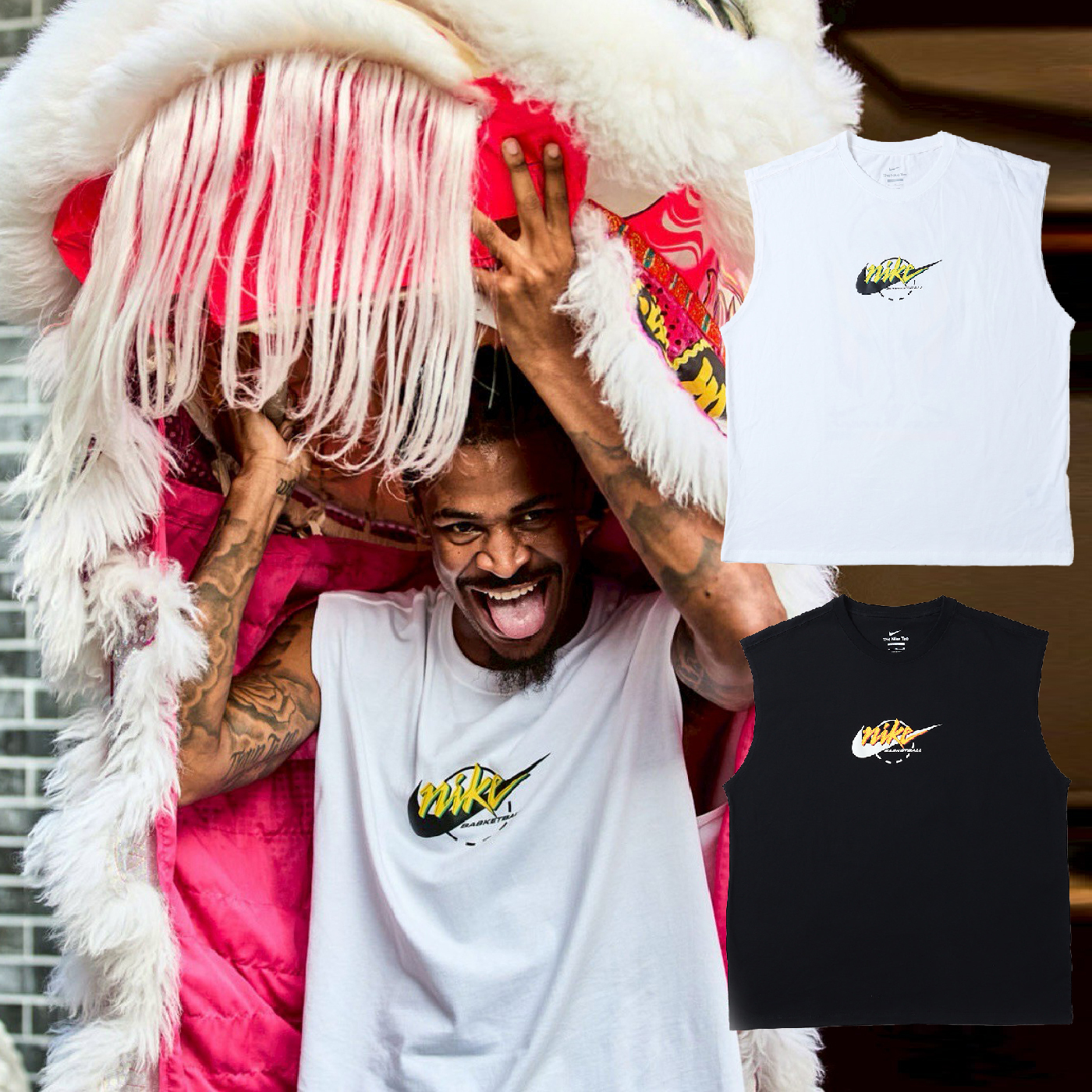 男款 NIKE M90 MOTO TEE Ja Morant 同款 白 黑 籃球 塗鴉背心 寬肩 落肩 籃球背心 白【IB4329-100】/ 黑【IB4329-010】JA 3