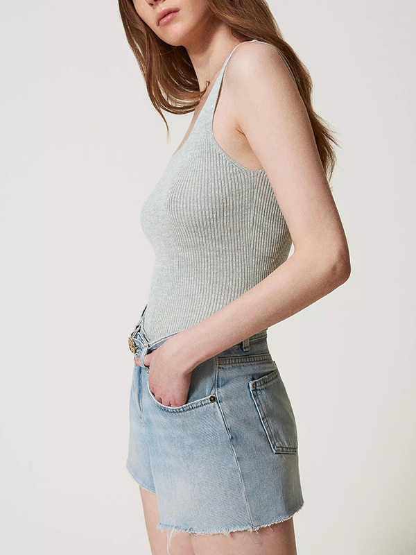 TWIN-SET 方形領針織背心