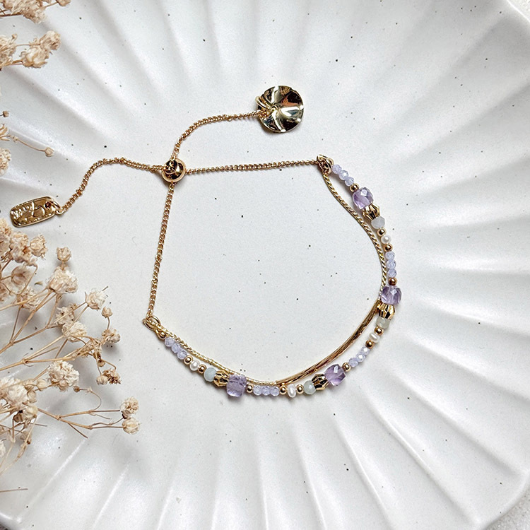 生日花 • 陸月拾玖 • 歐亞香花芥 – 紫水晶 – 手鍊