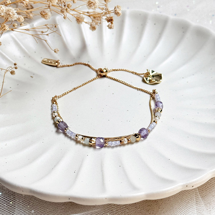 生日花 • 陸月拾玖 • 歐亞香花芥 – 紫水晶 – 手鍊