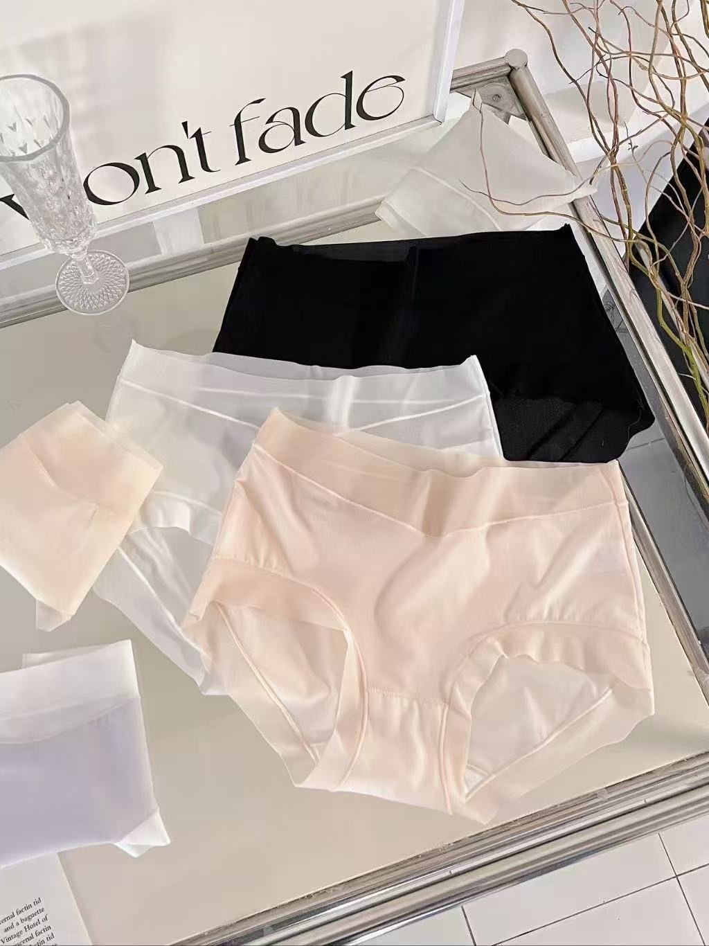 🥰PM_K7601  ▶️棉紗 冰絲拼接 中高腰包臀內褲 👉Free Size 可以穿到XL👈