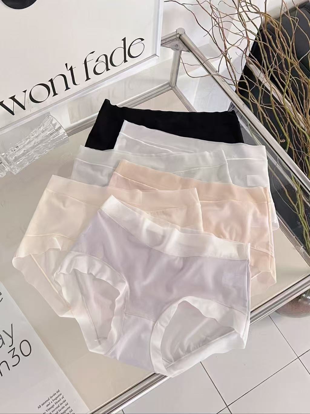 🥰PM_K7601  ▶️棉紗 冰絲拼接 中高腰包臀內褲 👉Free Size 可以穿到XL👈