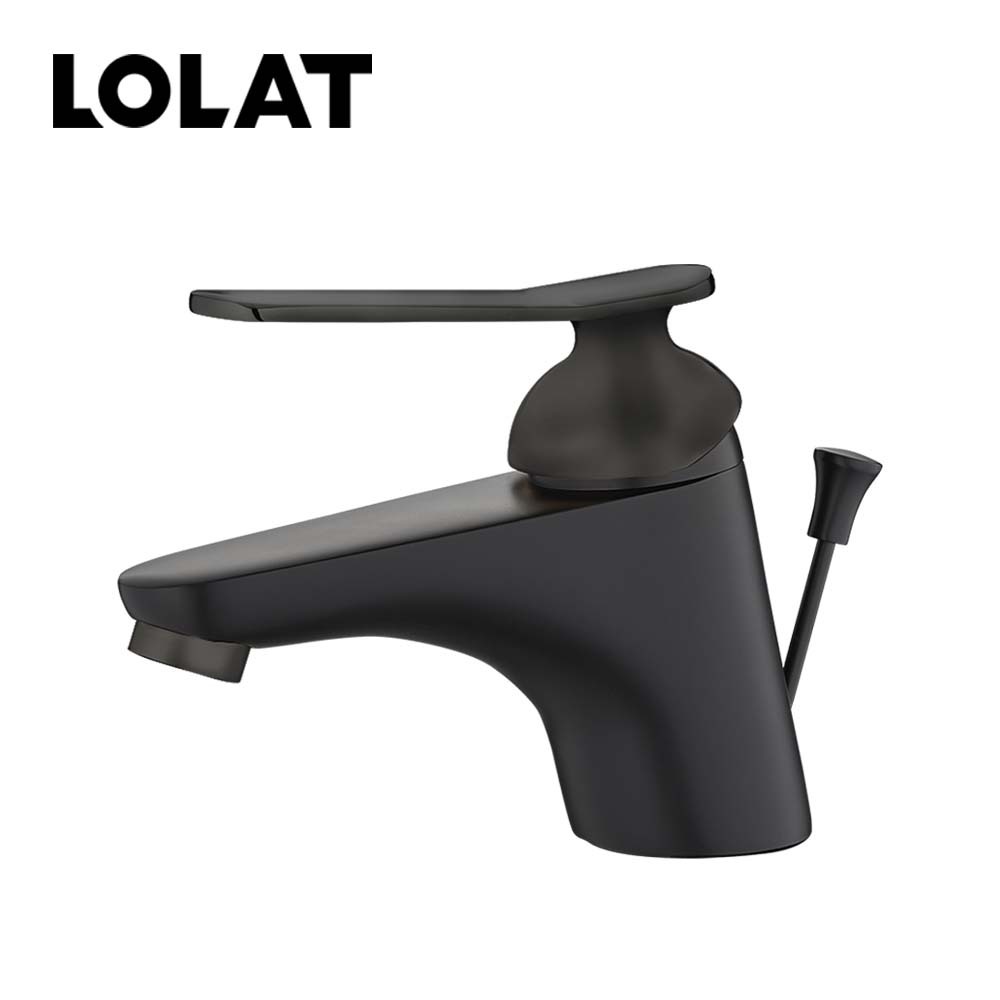 【限時特賣】LOLAT單槍臉盆水龍頭-黑色BNN2157-Z