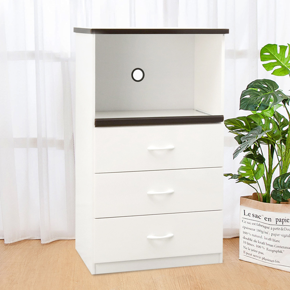 2.2尺三抽一拉盤防水塑鋼電器櫃/收納餐櫃(兩色可選)