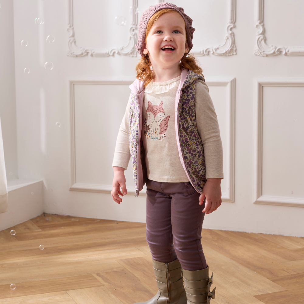 PIPPY浪漫蝴蝶結鬆緊褲圍棉質長褲 灰紫