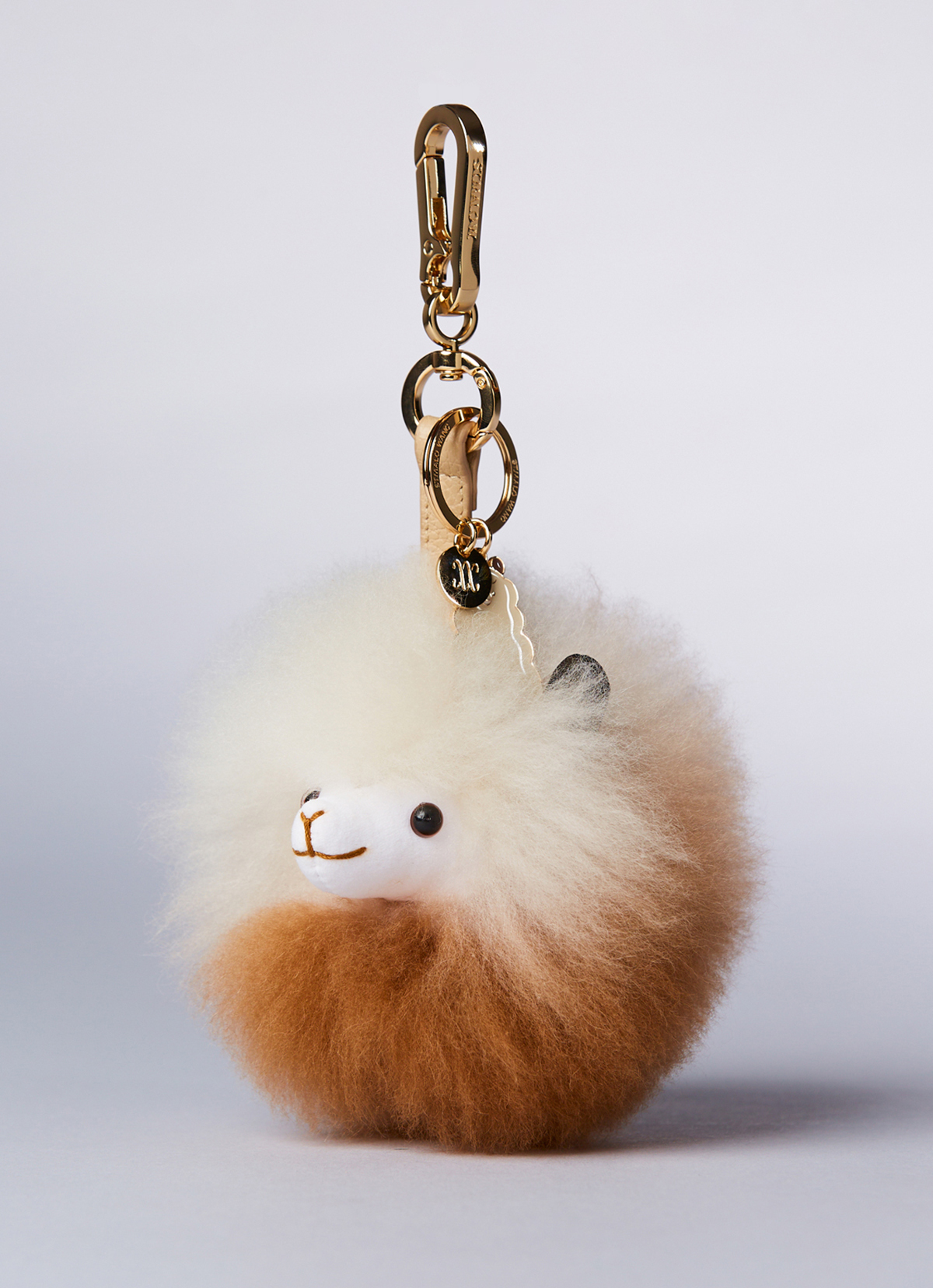 ST.MALO 秘魯工匠手工天然羊駝毛Premium羊駝娃娃鑰匙圈15cm-2592PM-摩卡慕斯漸層可可