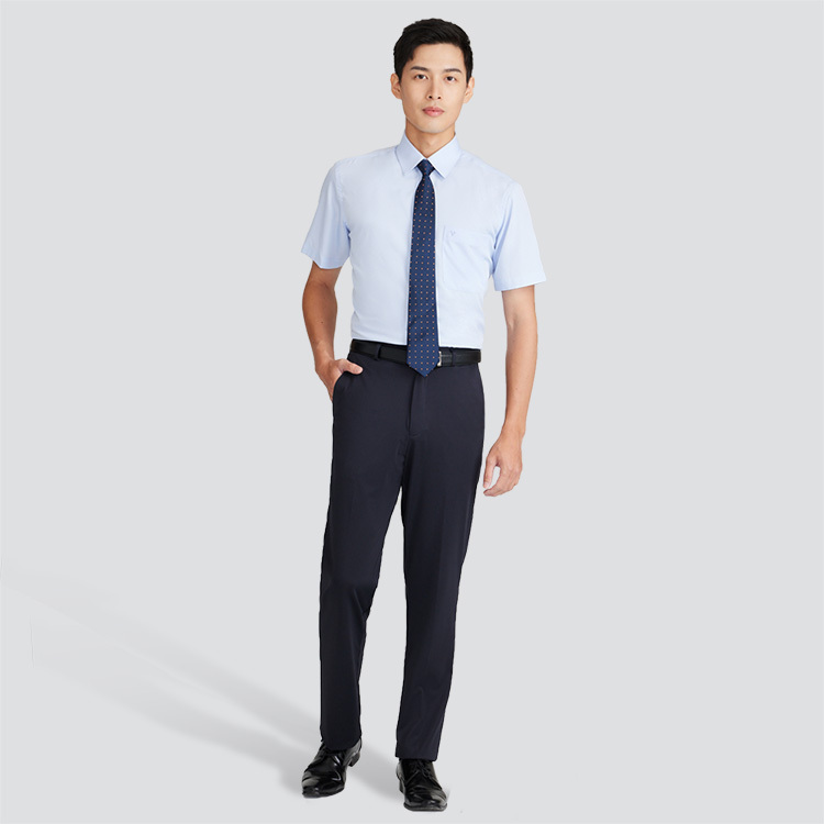 涼感彈性平面西裝褲-丈青