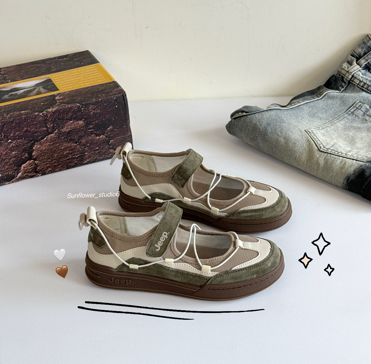 零碼現貨出清 24公分!! JEEP MARY JANE 簍空瑪莉珍鞋 戶外鞋 瑪莉珍鞋 薄底鞋 灰綠色 米白色 女款/預購