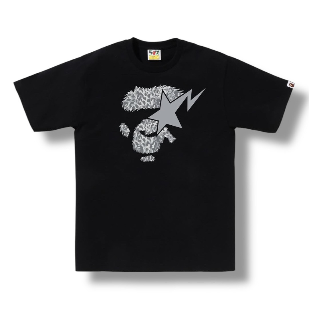 BAPE 經典豹紋系列 大猿人頭 短袖 - 灰色豹紋款